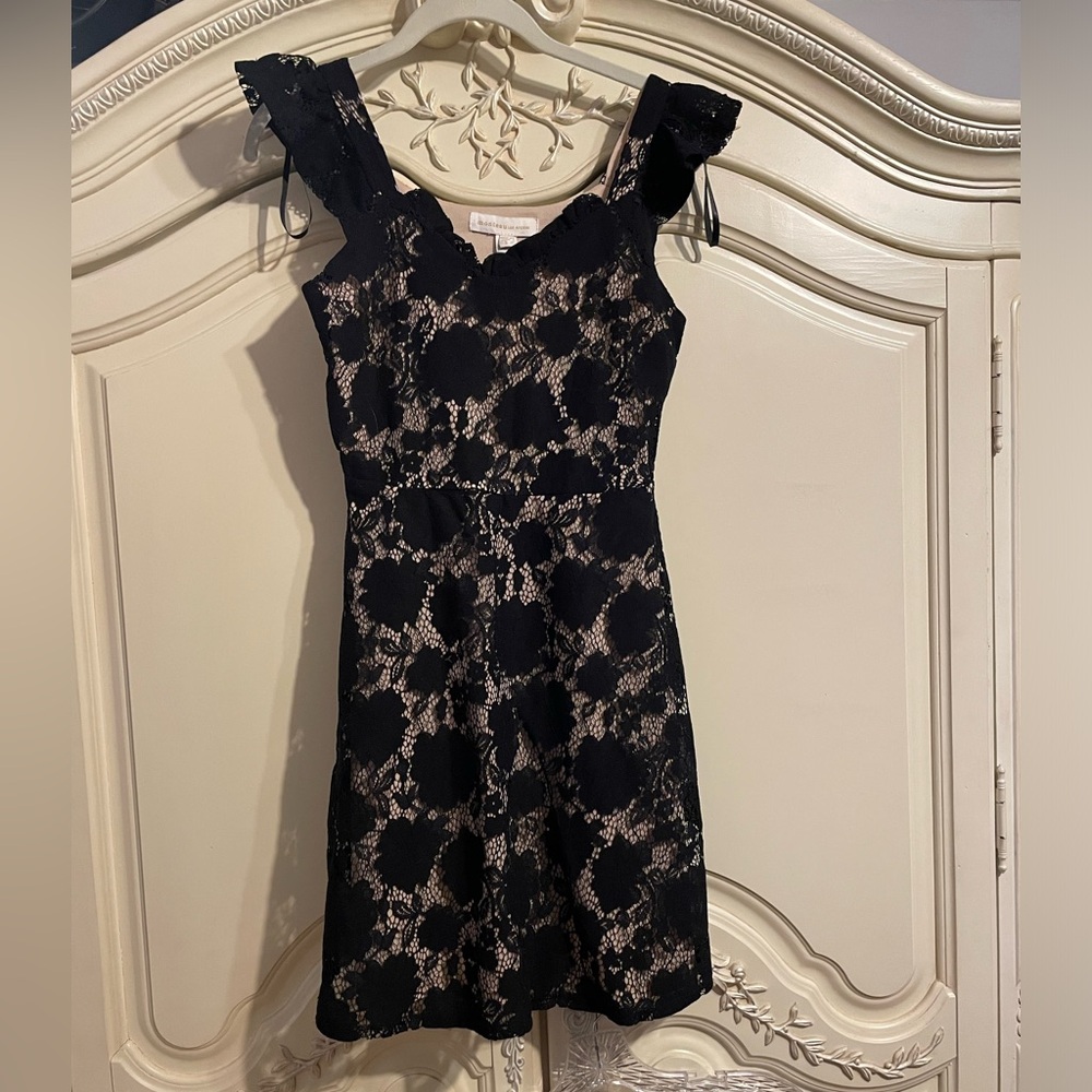 Monteau Black Lace Sleeveless A-Line Dress Size Small